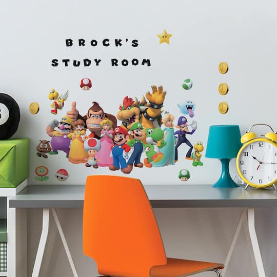 RoomMates Super Mario Giant Peel & Stick Wall Decal with Alphabet